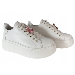 Sneakersy Damskie Nessi 24580 Skóra Beż Lico