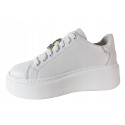 Sneakersy Damskie Nessi 24580 Skóra Białe Lico