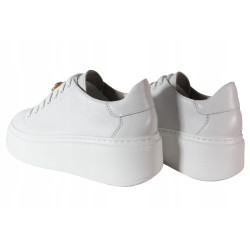 Sneakersy Damskie Nessi 24580 Skóra Białe Lico