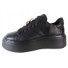 Sneakersy Damskie Nessi 24580 Skóra Czarne Lico