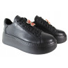 Sneakersy Damskie Nessi 24580 Skóra Czarne Lico