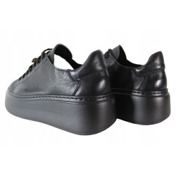 Sneakersy Damskie Nessi 24580 Skóra Czarne Lico