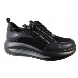 Półbuty Sneakersy T.SOKOLSKI J23-709 Skóra Czarny Zamsz