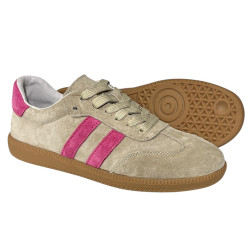 Sneakersy Półbuty Damskie GOODIN GD-LX1030 Skóra Beżowy-Róż Zamsz