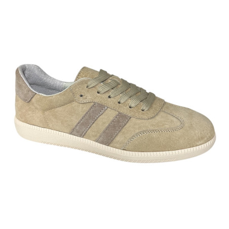 Sneakersy Półbuty Damskie GOODIN GD-LX1030 Skóra Beż Zamsz