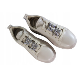 Półbuty Sneakersy Damskie VINCEZA 72300 Skóra Beż Lico