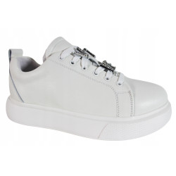 Półbuty Sneakersy Damskie VINCEZA 72300 Skóra Białe Lico