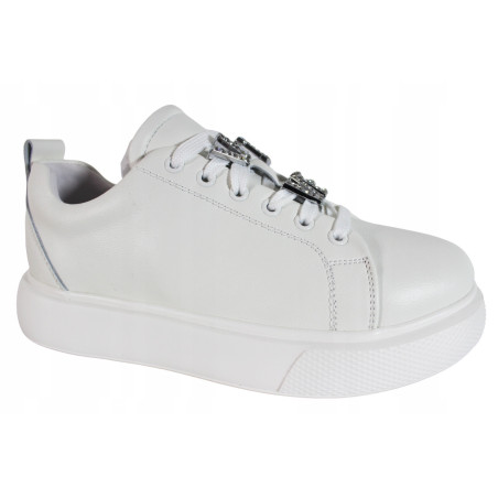 Półbuty Sneakersy Damskie VINCEZA 72300 Skóra Białe Lico