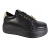 Półbuty Sneakersy Damskie VINCEZA 66700 Skóra Czarne Lico