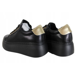 Półbuty Sneakersy Damskie VINCEZA 66700 Skóra Czarne Lico