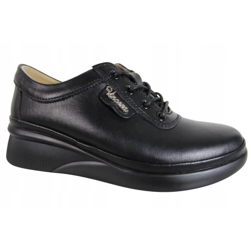 Półbuty Sneakersy Damskie VINCEZA 7922 Skóra Czarne Lico