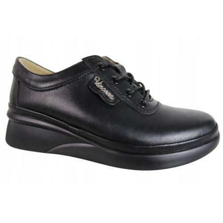 Półbuty Sneakersy Damskie VINCEZA 7922 Skóra Czarne Lico