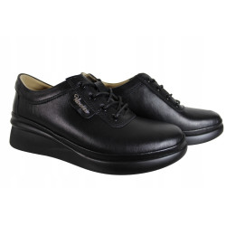 Półbuty Sneakersy Damskie VINCEZA 7922 Skóra Czarne Lico