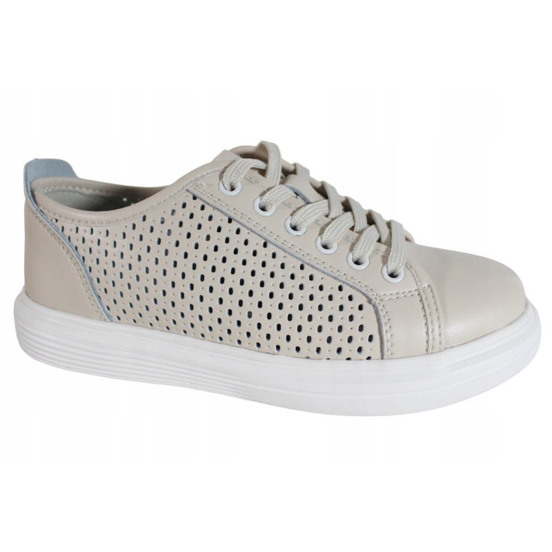 Sneakersy Trampki Damskie VINCEZA 7894 Skóra Beż Lico