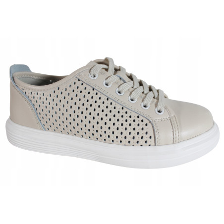 Sneakersy Trampki Damskie VINCEZA 7894 Skóra Beż Lico