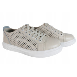 Sneakersy Trampki Damskie VINCEZA 7894 Skóra Beż Lico