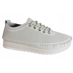 Półbuty Sneakersy Damskie VINCEZA 87972 Skóra Beż Lico