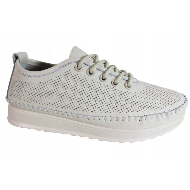 Półbuty Sneakersy Damskie VINCEZA 87972 Skóra Beż Lico