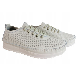 Półbuty Sneakersy Damskie VINCEZA 87972 Skóra Beż Lico