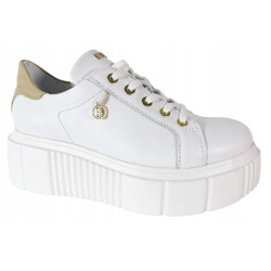 Sneakersy Damskie Simen 6920A Skóra Białe Lico