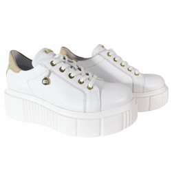 Sneakersy Damskie Simen 6920A Skóra Białe Lico