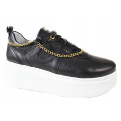 Sneakersy Damskie Simen 5950A Skóra Czarne Lico