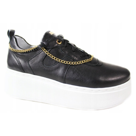 Sneakersy Damskie Simen 5950A Skóra Czarne Lico