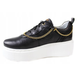 Sneakersy Damskie Simen 5950A Skóra Czarne Lico