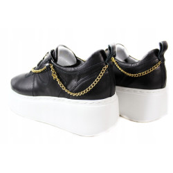 Sneakersy Damskie Simen 5950A Skóra Czarne Lico