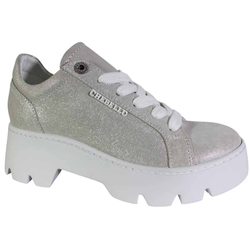 Sneakersy Damskie Chebello 4632 Skóra Srebrne