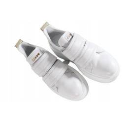 Sneakersy Półbuty Damskie Carinii B9400  Skóra Białe Lico