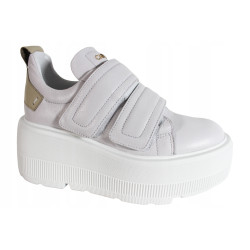 Sneakersy Półbuty Damskie Carinii B9400  Skóra Białe Lico