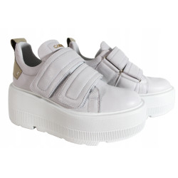 Sneakersy Półbuty Damskie Carinii B9400  Skóra Białe Lico
