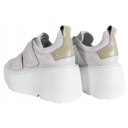 Sneakersy Półbuty Damskie Carinii B9400  Skóra Białe Lico