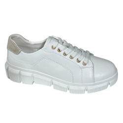 Sneakersy Półbuty Damskie GOODIN GD-PI2604 Skóra Białe Lico