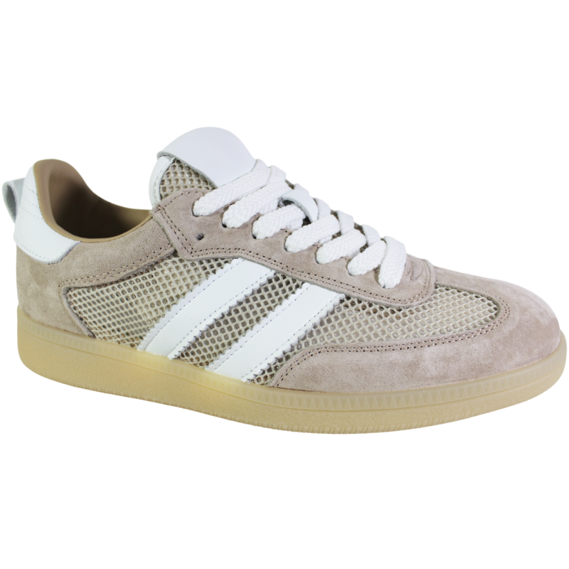 Sneakersy Damskie Goodin SZ-043 Skóra Beż Zamsz