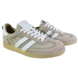 Sneakersy Damskie Goodin SZ-043 Skóra Beż Zamsz