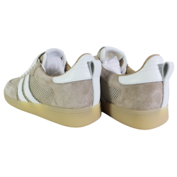 Sneakersy Damskie Goodin SZ-043 Skóra Beż Zamsz