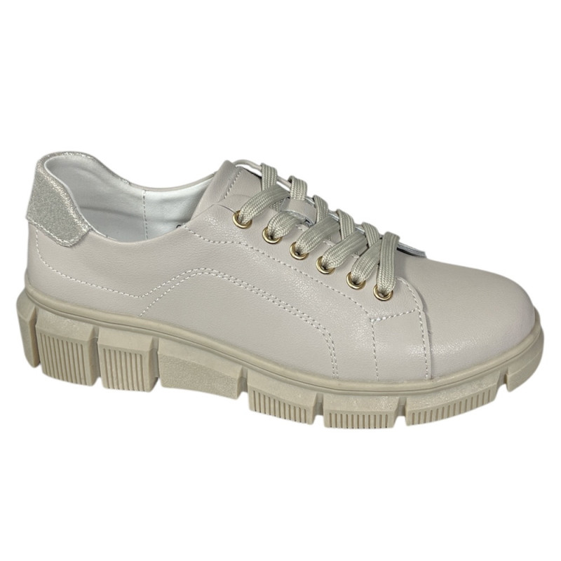 Sneakersy Półbuty Damskie GOODIN GD-PI2604 Skóra Beż Lico