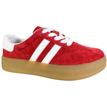 Sneakersy Damskie Filippo DP6764 Skóra Czerwony Zamsz