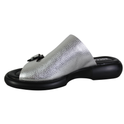Klapki Damskie Boccato 0450-4080 Skóra Srebro Lico