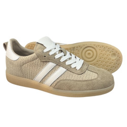 Sneakersy Półbuty Damskie GOODIN SZ-049 Skóra Beż Zamsz