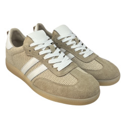 Sneakersy Półbuty Damskie GOODIN SZ-049 Skóra Beż Zamsz