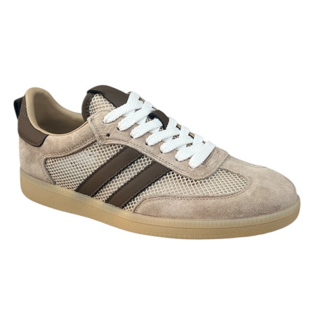Sneakersy Półbuty Damskie GOODIN SZ-044 Skóra Brąz Zamsz