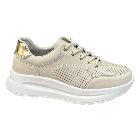 Sneakersy Półbuty Damskie GOODIN GD-XF-187 Skóra Beż Lico