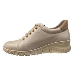 Półbuty Sneakersy Damskie Wasak 0703 Skóra Beż Lico