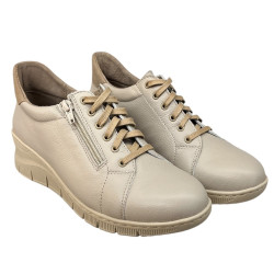 Półbuty Sneakersy Damskie Wasak 0703 Skóra Beż Lico