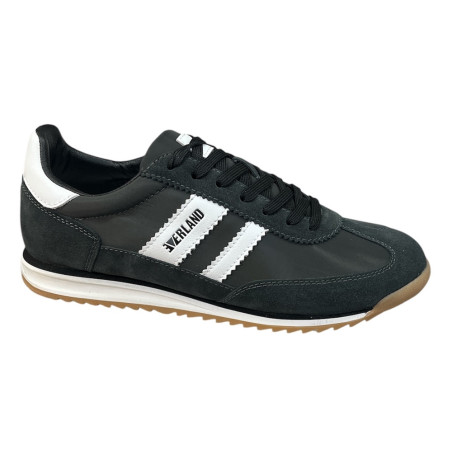 Sneakersy Męskie Everland GD-EV2405 Skóra Czarny Zamsz