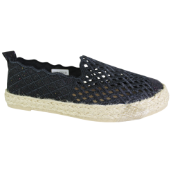 Espadryle Damskie Vinceza 13625 Czarne Ażurowe