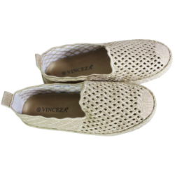 Espadryle Damskie Vinceza 13625 Beżowe Ażurowe